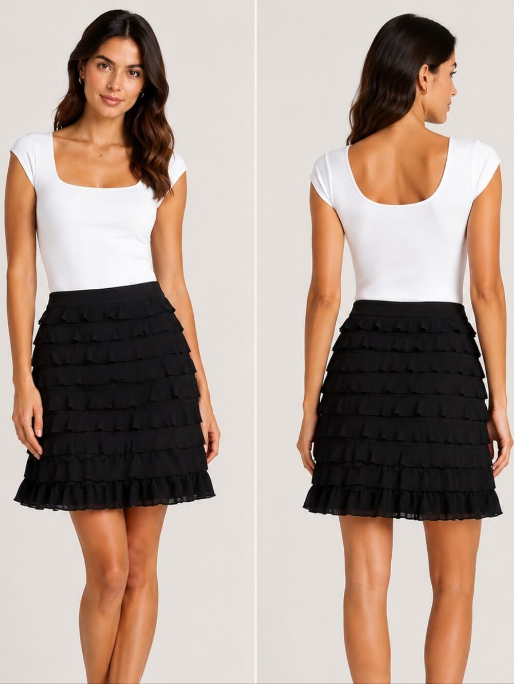 Max Studio Black Ruffle Skirt Size S